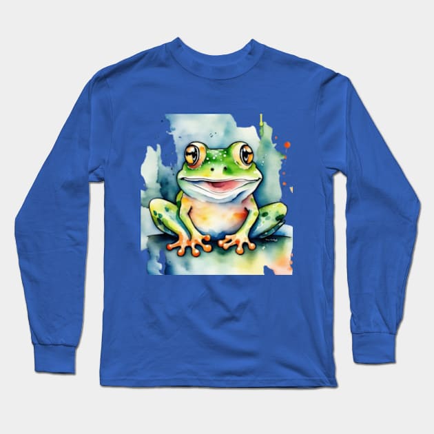 Cute frog gift ideas, frog kids tee, frog kids hoodies, frog home decor gifts Long Sleeve T-Shirt by WeLoveAnimals